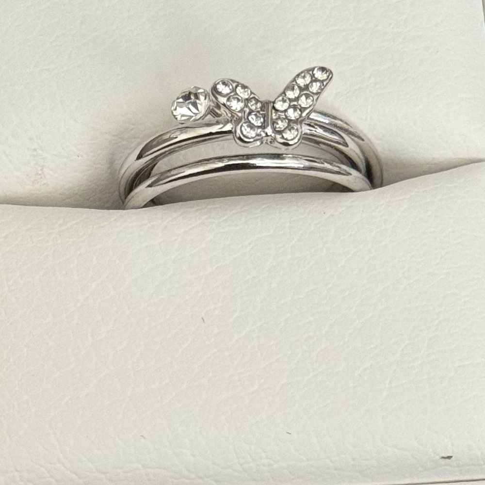 Gold or Silver Tone Butterfly Stack Ring
